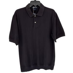 Land's End Men's Short Sleeve Cotton Polo Shirt Regular Fit Navy Blue
